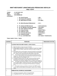 1 pengurusan kokurikulum di sekolah. Minit Mesyuarat Jawatankuasa Perancang Sekolah Kali 1