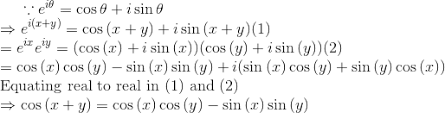 Use the complementary relationship between sine and cosine to rewrite sin(x + y) as cosine (startfraction pi over 2 endfraction minus (x + y) ). What Is The Proof That Cos X Y Cos X Cos Y Sin X Sin Y Quora