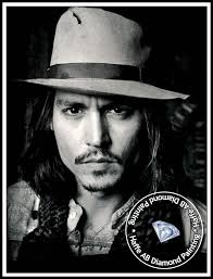 Retrato profundo de Johnny blanco y negro, taladros AB, pintura de  diamantes de imitación, leyenda, estrella de película, punto de cruz, arte  de pared, decoración del hogar