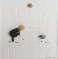 Bird Feeding Bird Art Bird Picture Stone Pebble Art Seaglass Art Kathrin S Pebble Art Meerglas Kunst Steinbilder Vogel Kunst