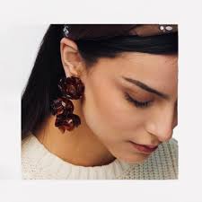 Lele Sadoughi Tigers Eye Rose Petal Triple Drop Clip On Earrings New with  Tags.