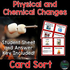 Physical And Chemical Changes And Properties Chemical Changes Sorting Cards Middle School Science Activities