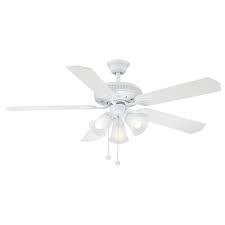 Hampton Bay Glendale 52 In Led Indoor White Ceiling Fan With Light Kit Ag524 Wh The Home Depot White Ceiling Fan Ceiling Fan With Light White Ceiling