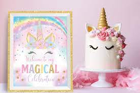 Unicorn Party Welcome Sign Fun Birthday Party Rainbow Unicorn Party Unicorn Birthday Parties