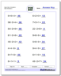 Basic Order Of Operations Worksheet Order Of Operations Worksheet Pemdas Worksheets Order Of Operations Pemdas