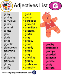 A comprehensive list of commonly used words that start with g! Adjectives That Start With G Adjectives List English Grammar Here