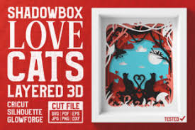 Download Love Cats 3d Shadow Box Svg Cut File Graphic By Pixaroma Creative Fabrica
