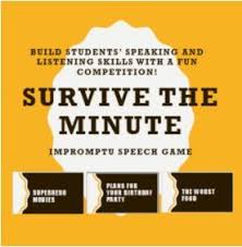 Impromptu Speech Game To Help Build Students Speaking And Listening Skills Fun Competition No Prep Required Ju Speech Games Public Speaking Speaking Games