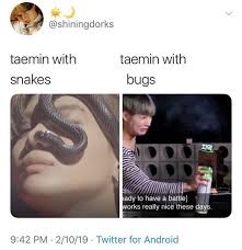 I Thought The Snake Was Going In His Nostril Jshshs Taemin Shinee Kpop Memes