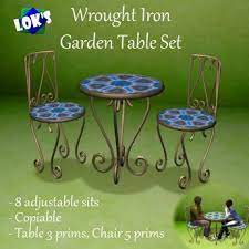 If you want to add extra seating to a dining table, pick a mix of dining chairs and a bench to accommodate a few more guests. Second Life Marketplace Lok S Wrought Iron Table And Chairs Set
