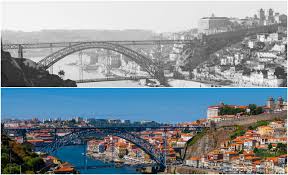 102 free images of porto bridge. Dom Luis I Bridge Porto Portugal 1948 Vs Now Oldphotosinreallife