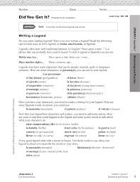 Do you know the forms of the verb tener? 1 Writing A Legend