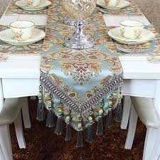 Ethomes Modern Jacquard Floral Table Runner For Dinning Tea Tv Table With Handmade Tassel Em Floral Table Runner Embroidered Table Runner Handmade Table Runner