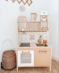 The Little Wildflower Wallpaper Splashback Ikea Kids Kitchen Diy Play Kitchen Ikea Play Kitchen