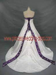 White Wedding Dress With Purple Accent Colors Colored Wedding Dresses Princess Wedding Dress Dresses