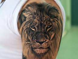 Lawen Tattoo Am Oberarm Mann Mit Realistischer 3d Tatowierung In Schwarz Und Tattoo 3dtatowierung Lawen Mann Lion Tattoo Animal Tattoos Lion Sleeve