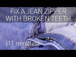 What should i do if my zipper on my dress breaks? Fix A Jean Zipper With Broken Teeth Youtube