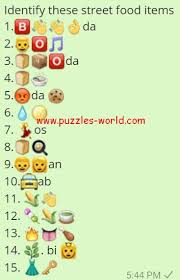 I think that the ans. Identify These Street Food Items Whatsapp Emoji Quiz Puzzles World