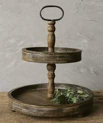 Wood Two Tier Serving Tray Tiered Stand Tray Decor Tiered Tray Decor