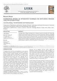 Declaration of malacca as historical city (malacca), 16: Pdf Mathematical Reviews On Optimization Techinique For Dietplanning Problem Case Study Eczema Patient