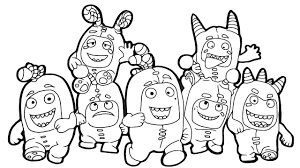 I want a picture of a man in white kneeling and a man in a black suit with a sword putting the. Happy Oddbods Coloring Page Free Printable Coloring Pages For Kids