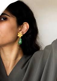 Buy FLEUR STONE EARRINGS GREEN for Women Online in India