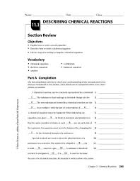 Describing Chemical Reactions 10th 12th Grade Worksheet Lesson Chemistry Worksheets Chemistry Printing Practice Worksheets