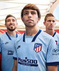 The collar and button are a distinct throwback to the past and it is a noticeably darker shade of blue trim than the club has used in recent times. New Blue Atletico Madrid Third Jersey 2019 2020 By Nike Football Kit News