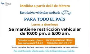 Jun 28, 2021 · la restricción vehicular sanitaria que se aplicará desde el 28 de junio hasta el 11 de julio del 2021 será por alternancia entre placas pares e impares en todo costa rica. Pz Noticias Restriccion Vehicular Sanitaria De Placas Facebook