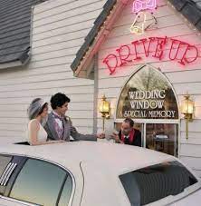Newlyweds At Drive Thru Wedding Chapel Las Vegas Wedding Chapel Vegas Wedding Vegas Wedding Chapel