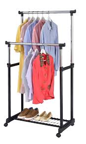 Check spelling or type a new query. Finnhomy Double Rail Adjustable Rolling Garment Rack With Bottom Shelf Clothes Hangers With Wheels Rolling Clothes Organizer Black And Chrome Buy Online In Bahamas At Bahamas Desertcart Com Productid 32106503