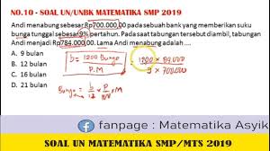 Soal un matematika smp 2019. Matematika Asyik Soal Un Matematika Smp 2019 Aritmatika Sosial Facebook