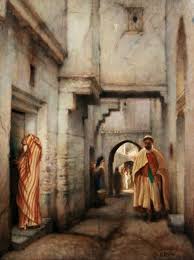 Algerie Peintre Francais Guillaume Charles Brun 1825 1908 Huile Sur Toile Titre Rue Animee A Constantine Collectio Art Islamic Paintings Islamic Art