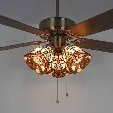 Victorian ceiling tile from a la maison ceilings collection. Stained Glass Bell Led Ceiling Fan Bedroom 3 Heads 42 Inch Victorian Semi Ceiling Mount Light With Pull Chain Takeluckhome Com