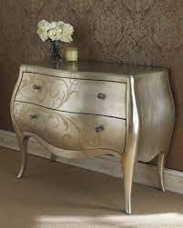 Silver Paint And Matte Finish On A Scroll Design I Think I Can Do This Original Piece Silve Metallic Painted Furniture Silver Furniture Painted Furniture