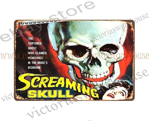 plaque 1950s Screaming Skull horror movie poster thriller film metal tin  sign
