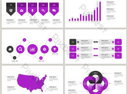40 Page Violet Information Visualization Chart Set Ppt