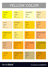 yellow color codes and names selection colors