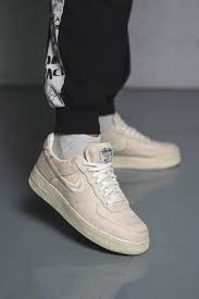 Men's air force 1 high '07 lv8 basketball shoe. Stussy X Nike Air Force 1 Fossil Stone Black Hypebae