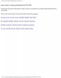 Knox County, Tennessee Death Records 1921 ...