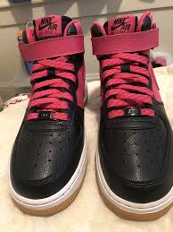 Black And Yellow Air Force Ones High Tops Nike Air Force 1 High Tops Two Tone Black Pink Ladies Size 6 Never Worn Fashion Clothing Shoes Accessories Womenss Nike Air Nike Air Force Pink Ladies