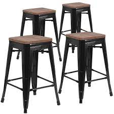 Check spelling or type a new query. Flash Furniture 24 H Backless Black Metal Counter Height Stool With Square Wood Seat 4 Pack Staples Ca