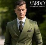 Elegante traje cruzado verde caqui para hombre - Traje de ...