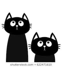 Two Black Cat Set Looking Up Friends Forever Cute Cartoon Character Kawaii Animal Love Greeting Card Flat Cute Cartoon Characters Cat Background Black Cat
