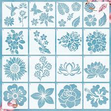 Most relevant best selling latest uploads. Buy 16 Pieces Flower Stencil Rose Sunflower Stencil Spring Summer Stencil Template Bird Leaf Drawing Template Reusable Painting Stencil And Metal Open Ring For Painting On Wood Wall Decor 6 3 X 6 3