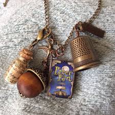Peter Pan Necklace With Copper Charms And Miniatures Free Shipping Peter Pan Necklace Peter Pan Copper Charm