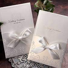 White Ribbon Pocket Elegant Wedding Invitations Itsinvitation Wedding Invitation Ribbon Pocket Wedding Invitations Wedding Invitation Cards