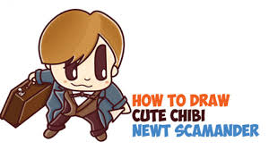The art of the film: How To Draw Chibi Newt Scamander From Fantastic Beasts And Where To Find Them Harry Potter Easy Step By Step Drawing Tutorial For Kids How To Draw Step By