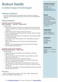 Certified Surgical Technologist Resume Samples Qwikresume