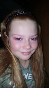 My daughters look for the day. Miss Asia did this all by herself. (I dont  let her use foundation or bronzer yet)